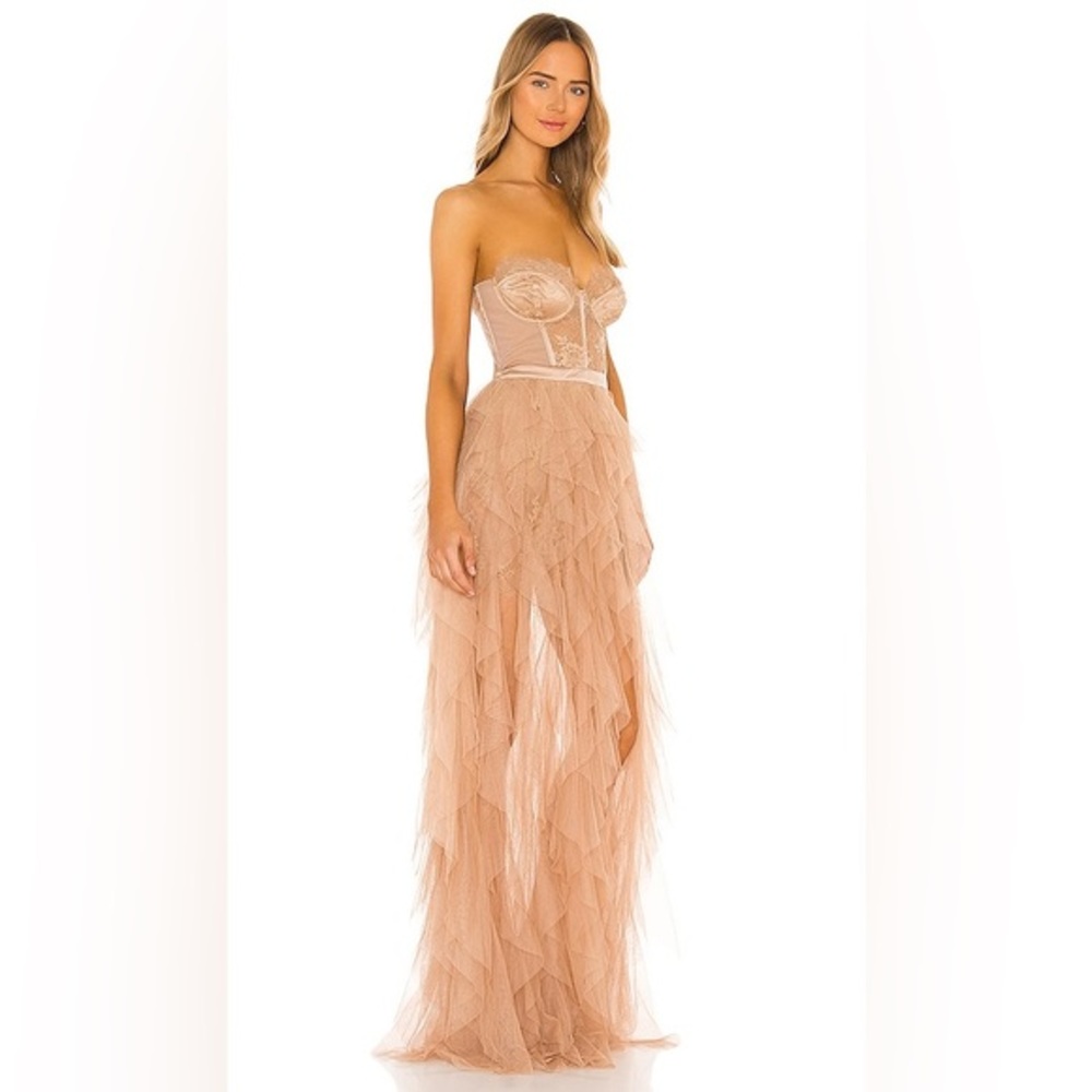 For Love & Lemons X REVOLVE Bustier Gown in Warm‎ Taupe - Picture 2 of 9